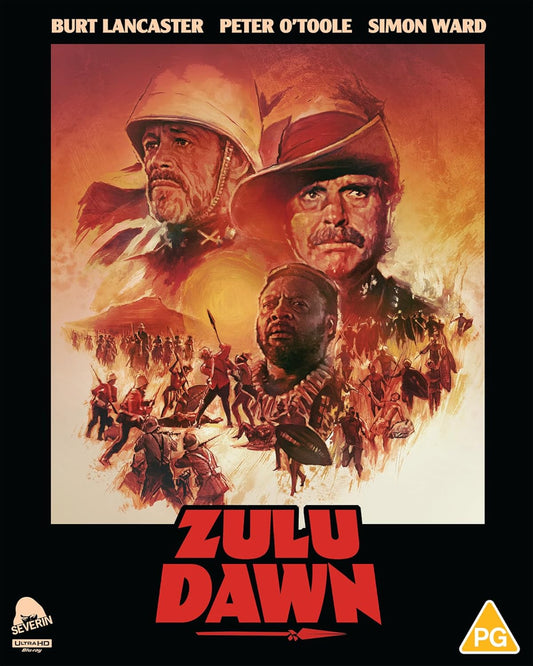 Movie poster for Zulu Dawn featuring soldiers and a fiery background.
