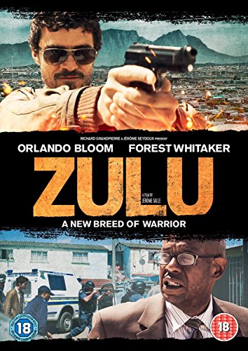 DVD cover for “Zulu” featuring Orlando Bloom and Forest Whitaker, action scene.