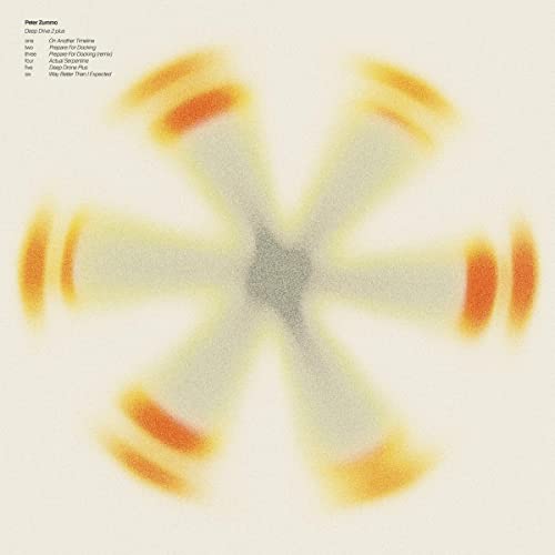 Vinyl album cover for Peter Zummo’s “Deep Drive 2” with abstract orange and gray design.