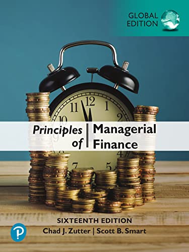Textbook cover: "Principles of Managerial Finance" with coins and a clock.
