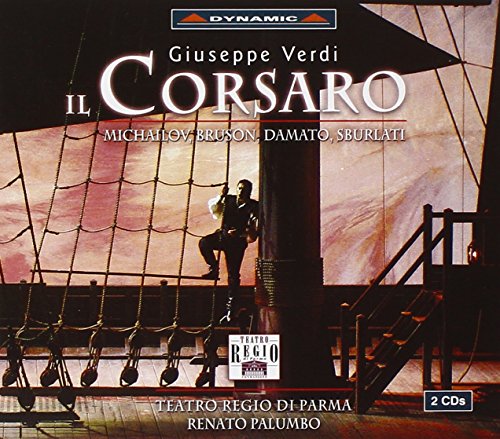 CD cover for Verdi’s “Il Corsaro” opera, featuring a man on a ship.