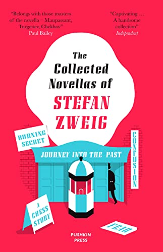 Red book cover with white text: “The Collected Novellas of Stefan Zweig.”