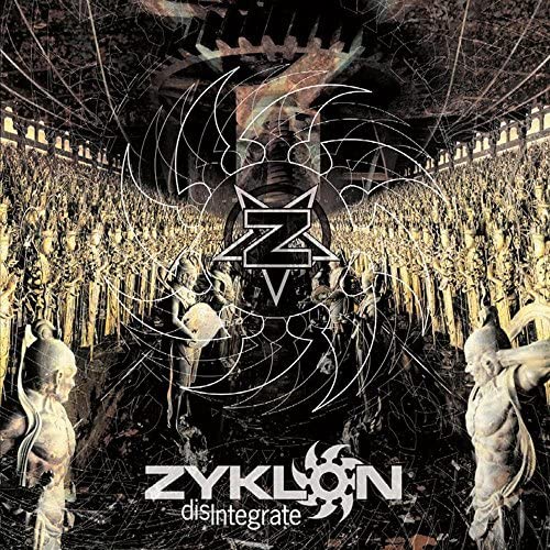 Zyklon album cover: dark, complex design with figures and geometric shapes.