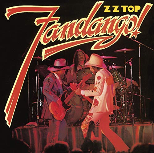 ZZ Top's "Fandango" album cover featuring the band performing on stage.