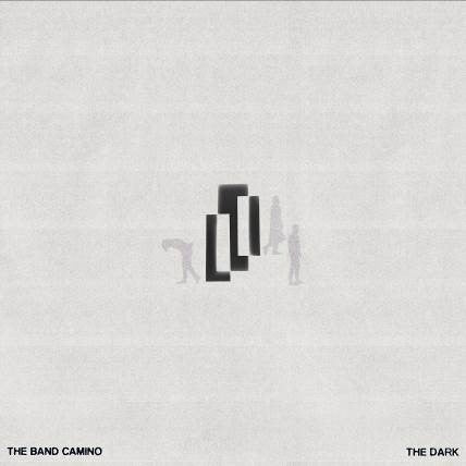 A CD cover with a grey background and abstract black logo and silhouettes.
