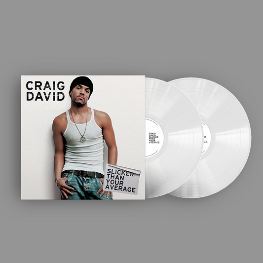 "White vinyl record set with album cover featuring Craig David against a grey background."