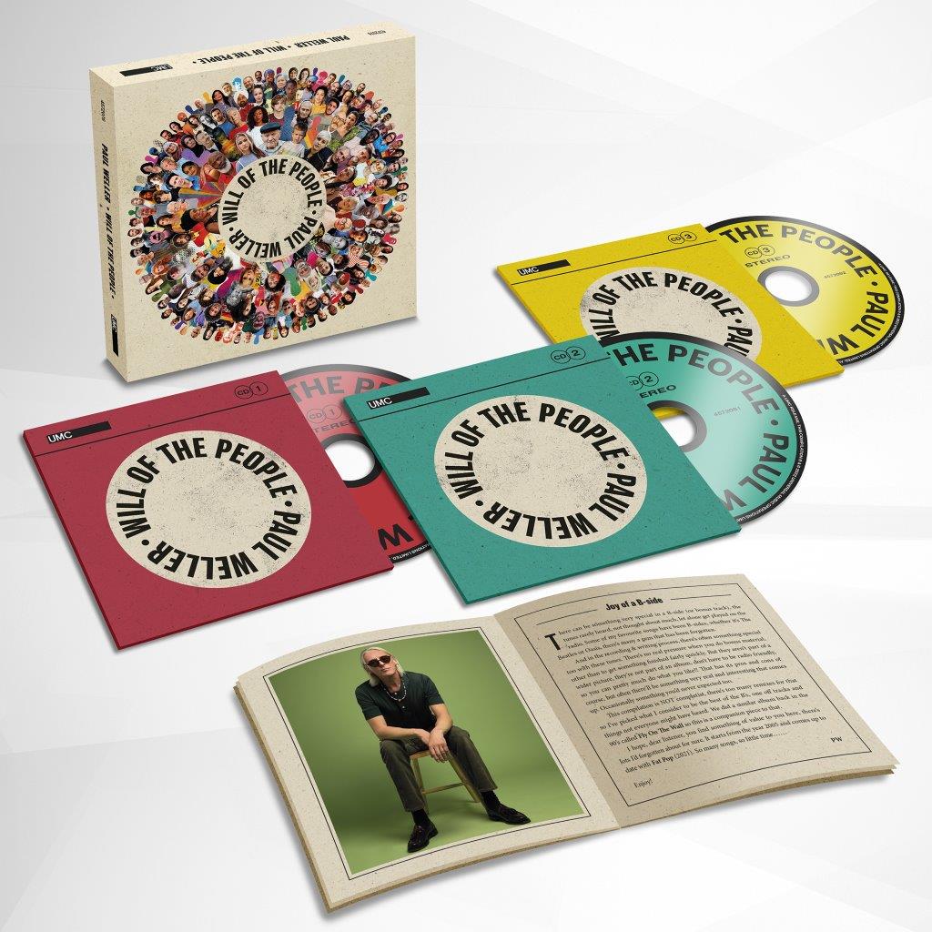"Paul Weller 3CD box set with discs, booklet, and image collage on cover."