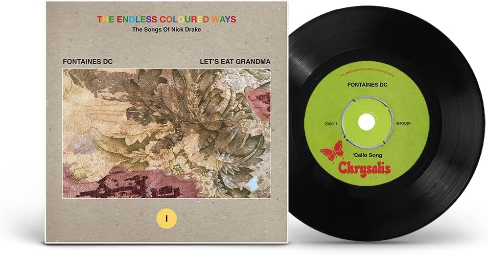 Vinyl record with green label and matching 7-inch record sleeve with floral artwork.