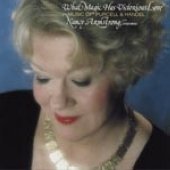 "CD cover featuring a woman with blonde hair and red lipstick against a blue background."