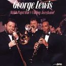 "CD cover featuring three suited men playing jazz instruments, with text 'George Lewis' at top."