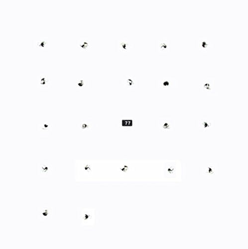 A vinyl record cover with a white background and scattered black shapes, featuring the number 77.