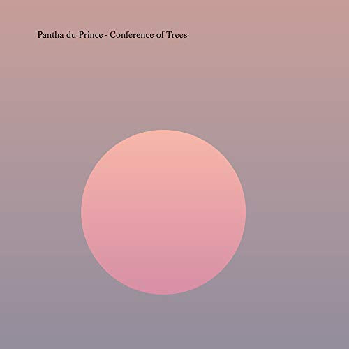 "Album cover with pink circle on gradient background, titled 'Pantha du Prince - Conference of Trees'."