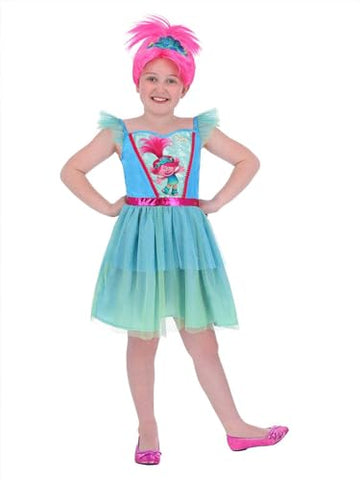 Smiffys 81055 Trolls Band Together Poppy Costume, Girls, Blue & Green, S-Age 4-6 Years
