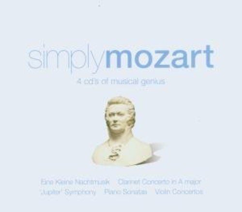 "CD cover featuring a bust of Mozart on a white background."