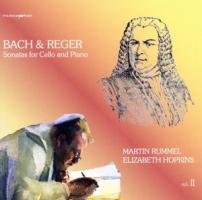 CD cover featuring a man playing cello, with a sketched portrait of J.S. Bach.