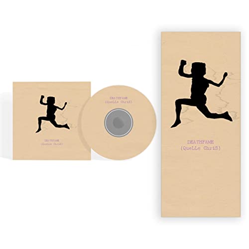 CD case and disc for Quelle Chris’ “Deathfame” with a silhouetted figure.