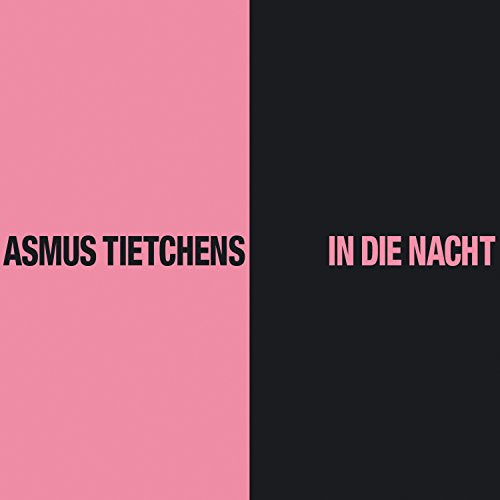 "Album cover with pink and black split background, featuring artist and title text."