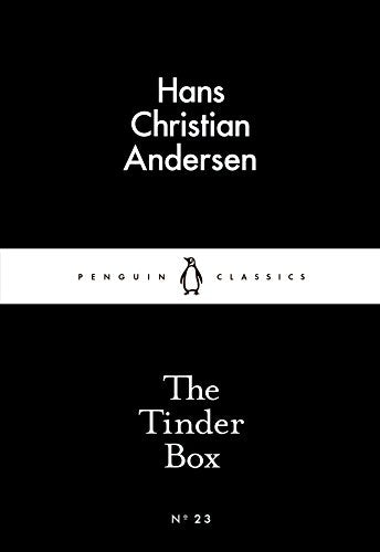 Black book cover with white text, featuring "Hans Christian Andersen" and "The Tinder Box".