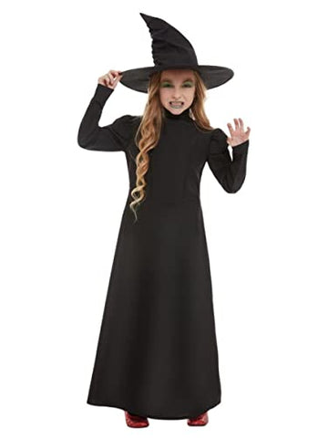 Smiffys 51043M Wicked Witch Girl Costume, Black, M - Age 7-9 years