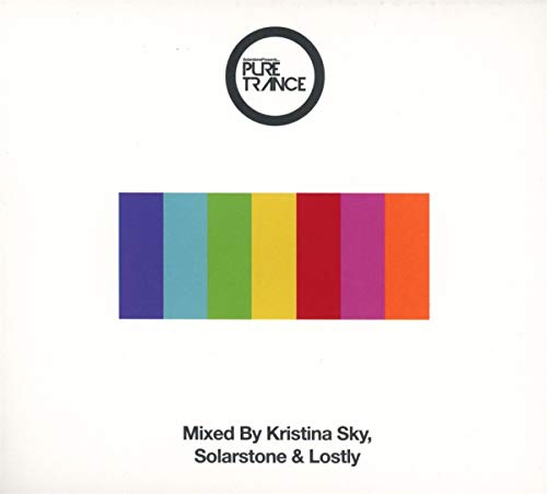 "White album cover with 'Pure Trance' logo, rainbow stripe, and mix artist credits."