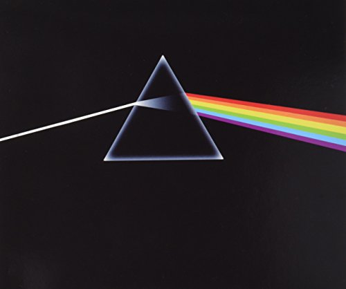 "Album cover of Pink Floyd's 'The Dark Side of the Moon' featuring a prism and rainbow."