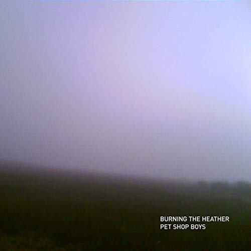 "Vinyl record cover with foggy landscape and 'Pet Shop Boys Burning The Heather' text."