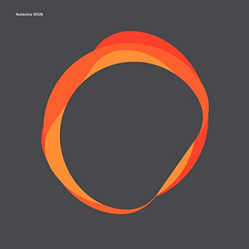 Orange circular shape on a dark grey background with white text "Autechre SIGN" in top left.