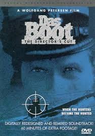 "Das Boot DVD cover featuring a man's face and a submarine in blue tone."