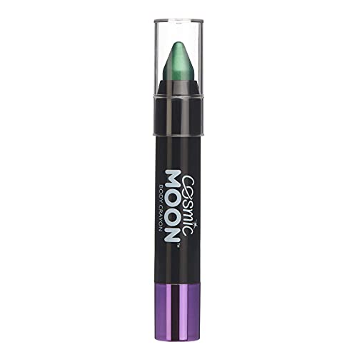 Metallic Face Paint Stick Body Crayon for the Face & Body by Cosmic Moon - Green - Face Paint Makeup for Adults, Kids - 3.5g