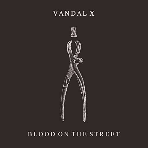 Black album cover with white text and a pliers illustration.