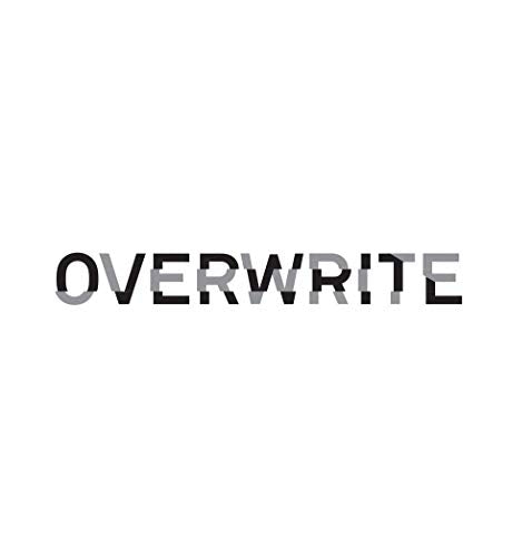 The image shows the word "OVERWRITE" in a distorted, glitchy font on a white background.
