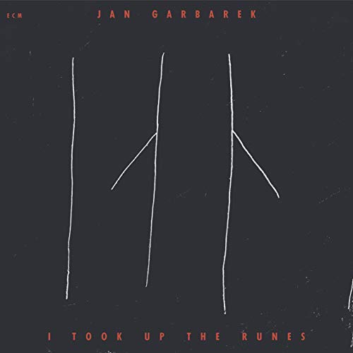 Jan Garbarek's album cover: dark grey background with white lines and orange text.