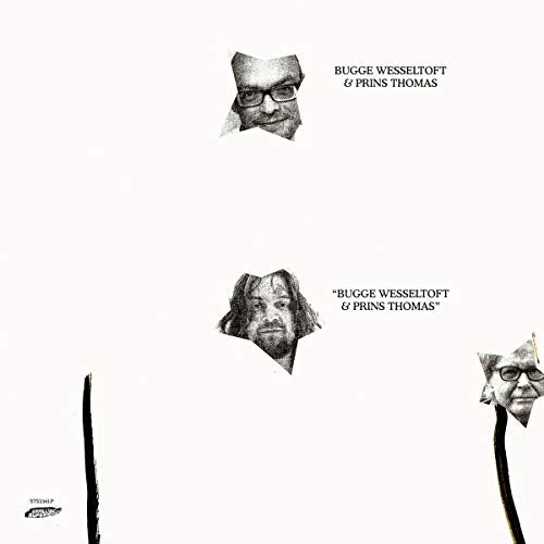 "Album cover with three torn faces and artist names on a white background."