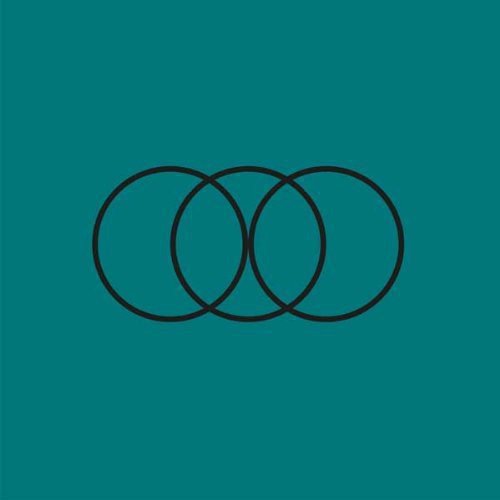 The image features three overlapping black circles on a teal background, creating a simple graphic design. Alt text: Three overlapping black circles on a teal background.