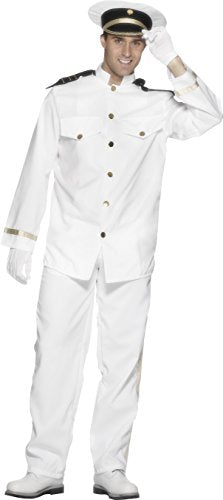 Man dressed in white captain's uniform, saluting, against a plain white background.