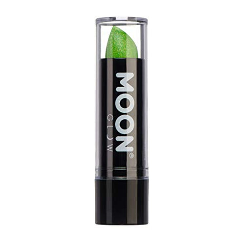 Neon UV Glitter Lipstick by Moon Glow - Green - Bright Neon Coloured Lipstick - Glows under UV