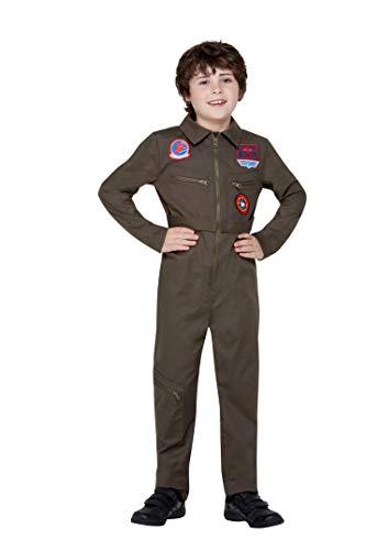 Smiffys 50936T2 Officially Licensed Top Gun Toddler Costume, Boys, Khaki, Age 3-4 Years