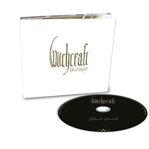 "Witchcraft Black Metal" in stylized gold font on a white background.