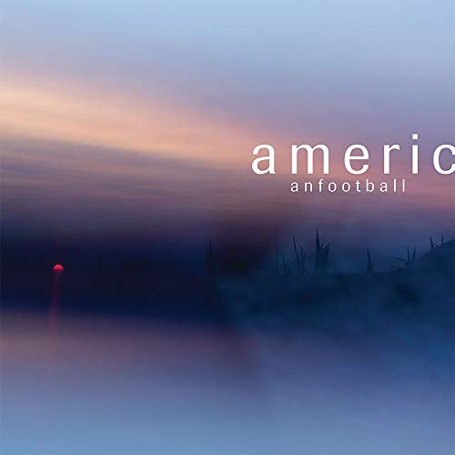"Album cover for 'American Football' with misty landscape and white text."