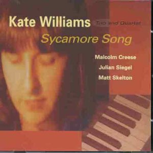 CD cover for Kate Williams' "Sycamore Song" featuring a woman's face and piano keys.