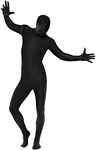 Smiffys Men's Second Skin Costume in Black, Body Suit with Fanny Pack, Size: XL