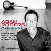 Adam Rogers' album cover: black and white photo with text overlay and blurred guitar.