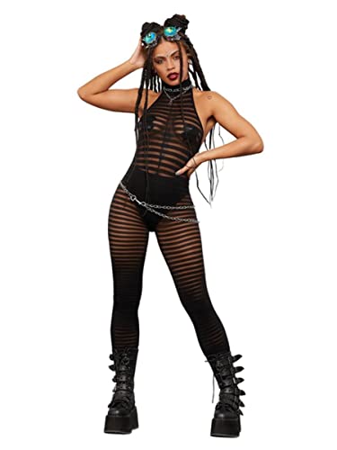Adult Fever Sleeveless Striped Bodystocking Dress size