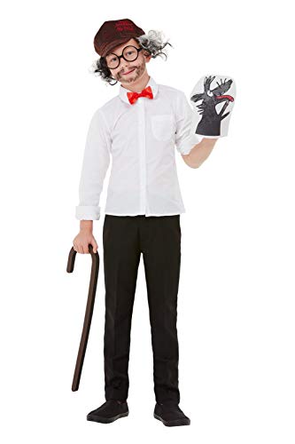 Man dressed as Mr Stink, wearing glasses, bow tie, and holding a cane and glove.