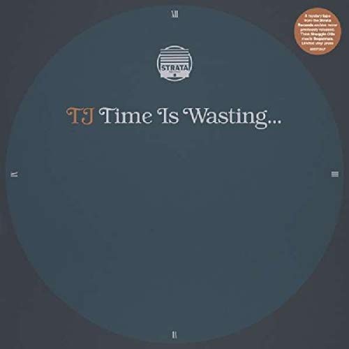 Vinyl record cover with "TJ Time Is Wasting..." text on a blue-grey background.