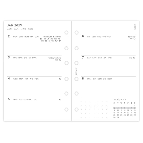 Filofax Pocket Minimal Week on Two Pages 2023 Diary, White (23-68290)