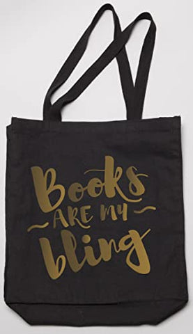 Books Are My Bling Tote. Black (Love Lit): LoveLit Tote Bag