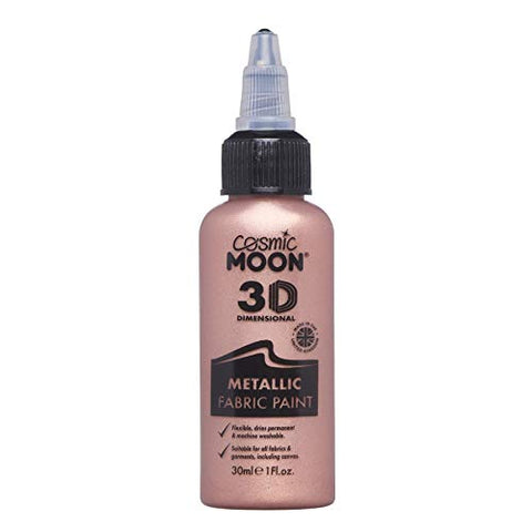 Cosmic Moon - Metallic 3D Fabric Paint - 30ml - Rose Gold - Textile paint for clothes, t-shirts, bags, shoes & canvas