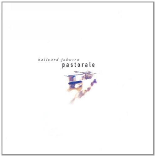 "Album cover with blurred silver object and text 'halvard johnsen pastorale' on white background."