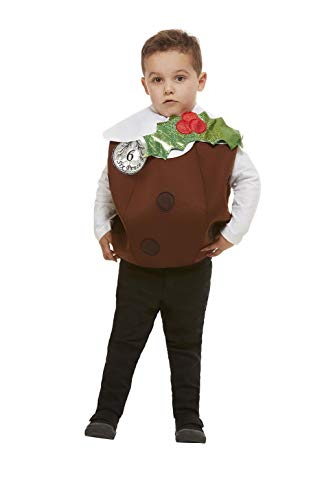 Smiffys 61035ML Christmas Pudding 3D Costume, Unisex Children, Brown, M to L - Age 8-12 years